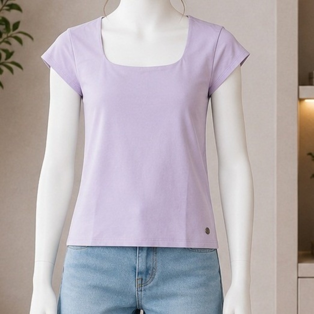 Justice Girls Seamless Cap Sleeve Top Lavender Square Neck XL Plus 16P 18P
